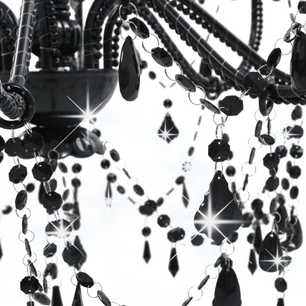 Kronleuchter mit Perlen Schwarz 8 x E14-Fassungen_vidaXL_CityKüchen24