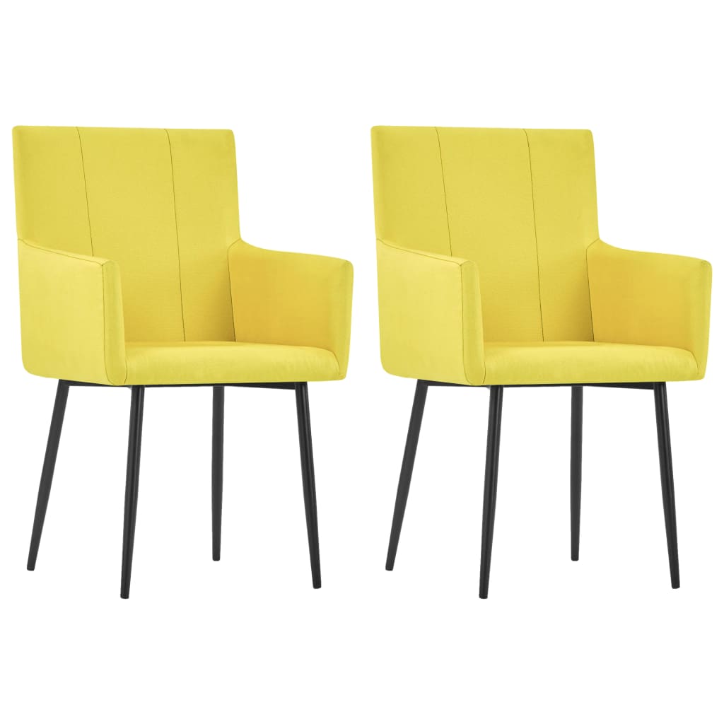 Esszimmerstühle mit Armlehnen 2 Stk. Gelb Stoff_vidaXL_CityKüchen24