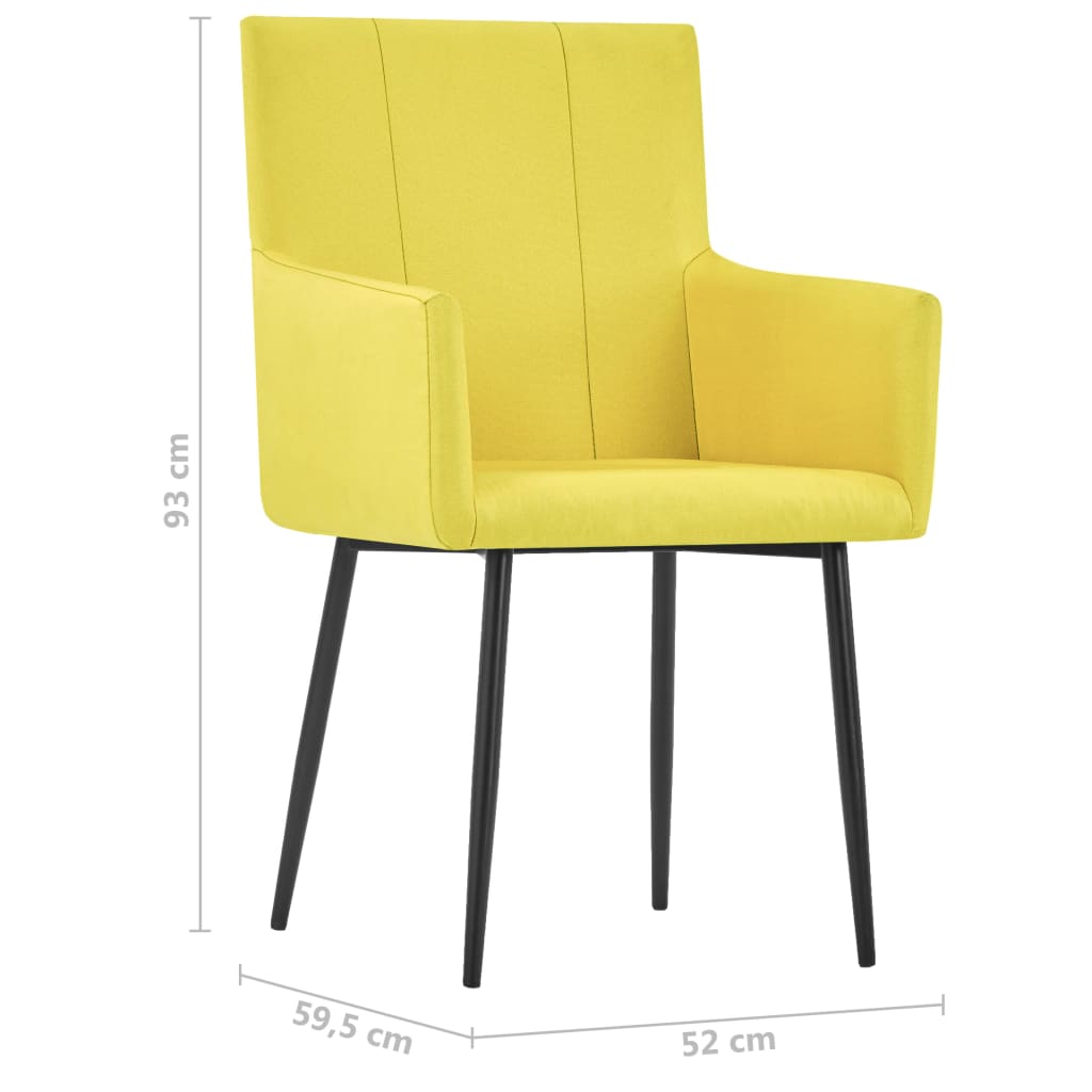 Esszimmerstühle mit Armlehnen 6 Stk. Gelb Stoff_vidaXL_CityKüchen24