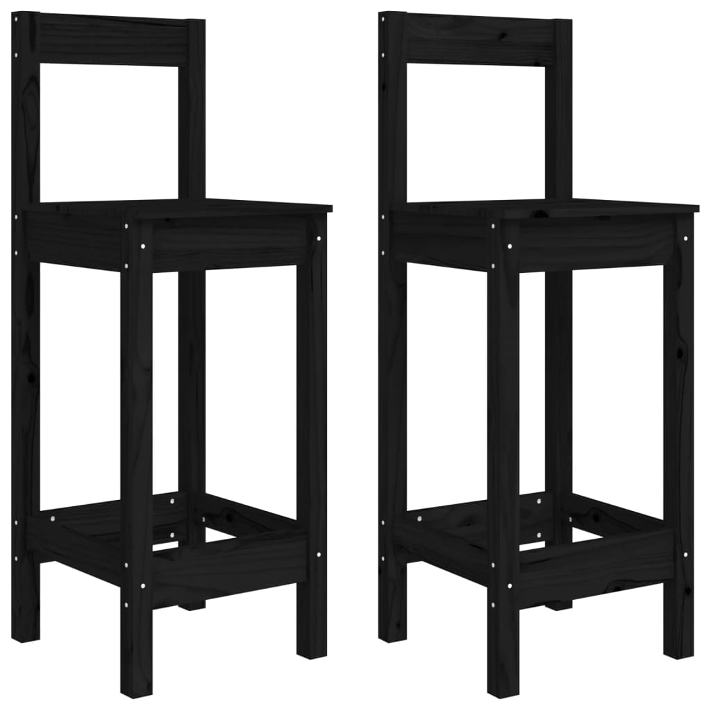Barstühle 2 Stk. Schwarz 40x41,5x112 cm Massivholz Kiefer_vidaXL_CityKüchen24