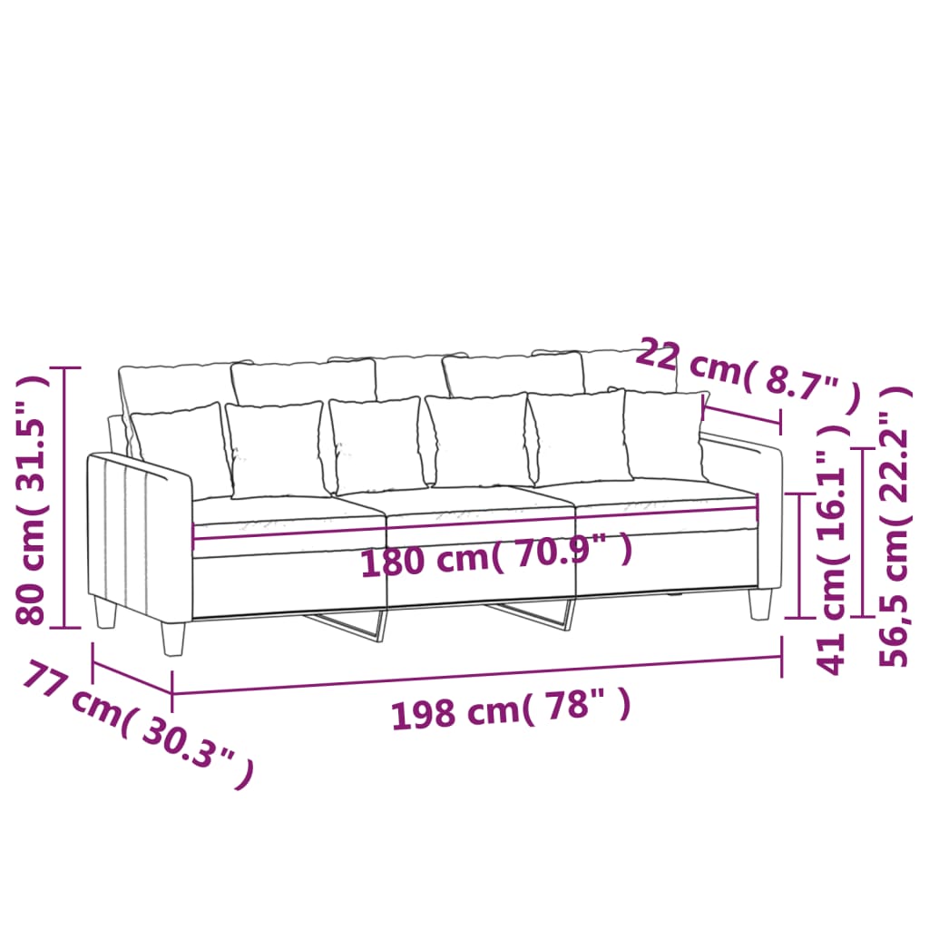 3-Sitzer-Sofa Braun 180 cm Stoff_vidaXL_CityKüchen24